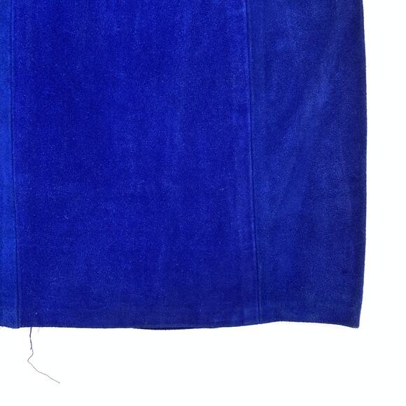 Phoenix Suede Leather Skirt Womens Size 00 Blue Straight Above Knee Vintage - Picture 4 of 6